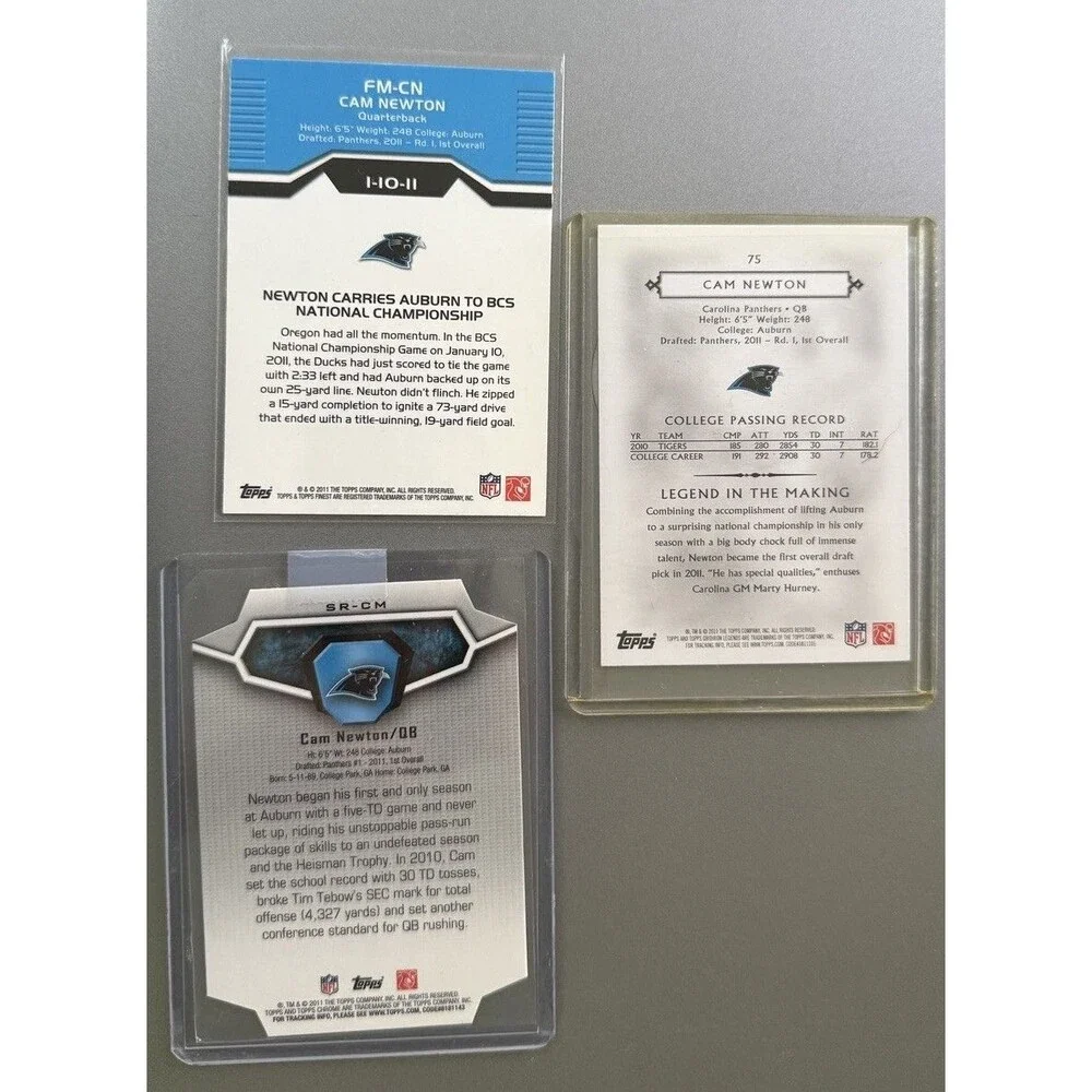 Cam Newton 2011 Rookie Card Lot of 3 Topps Chrome Superlative Finest Legends RC